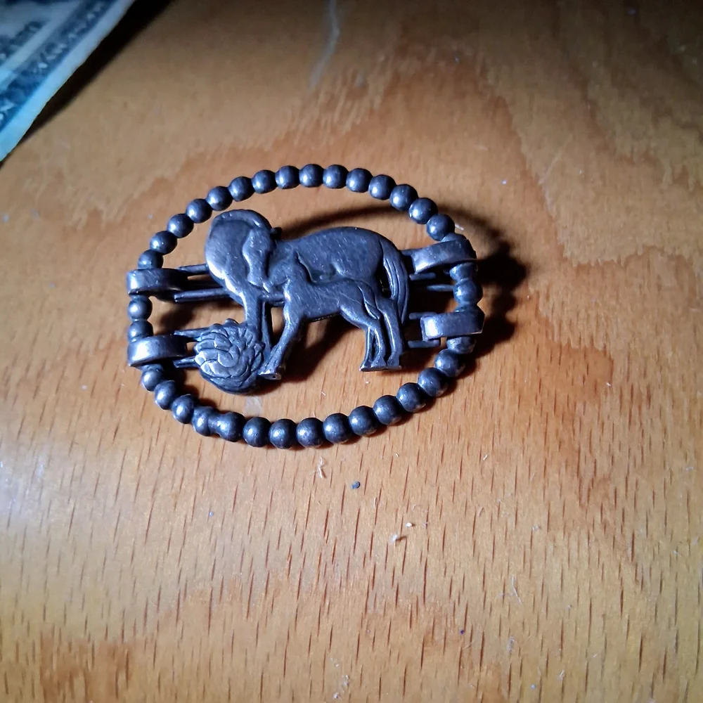 McClelland Barclay Sterling Silver Horse Brooch Mare Foal Vintage Brooch - Picture 2 of 4